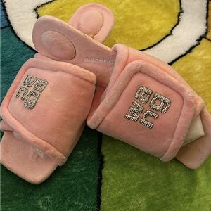 Pink Alexander Wang toweling kitten heel. Crystal logo. Worn once. Dry cleaned